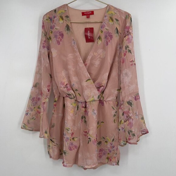 GUESS Darla Romper Summer Dreams Vapor Rose Floral Pink Size M - Picture 1 of 11